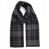 Apaszki i szaliki męskie - Ciepły miły w dotyku szalik męski w kratę SZA-64 czarny - miniaturka - grafika 1
