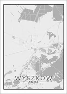 Plakaty - Galeria Plakatu, Plakat, Wyszków mapa czarno biała, 40x60 cm - miniaturka - grafika 1