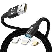 Kable - Forever Core kabel magnetyczny 3w1 USB - Lightning + USB-C + microUSB 1,0 m czarny 20W z przesyłem danych 8_2265767 - miniaturka - grafika 1