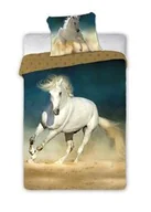 Pościel dla dzieci - Faro Pościel bawełniana 160x200 koń biały w galopie Horses 001 młodzieżowa poszewka 70x80 - miniaturka - grafika 1