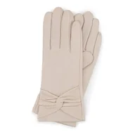 Rękawiczki - Rękawiczki damskie ze skóry licowej z marszczeniem - miniaturka - grafika 1