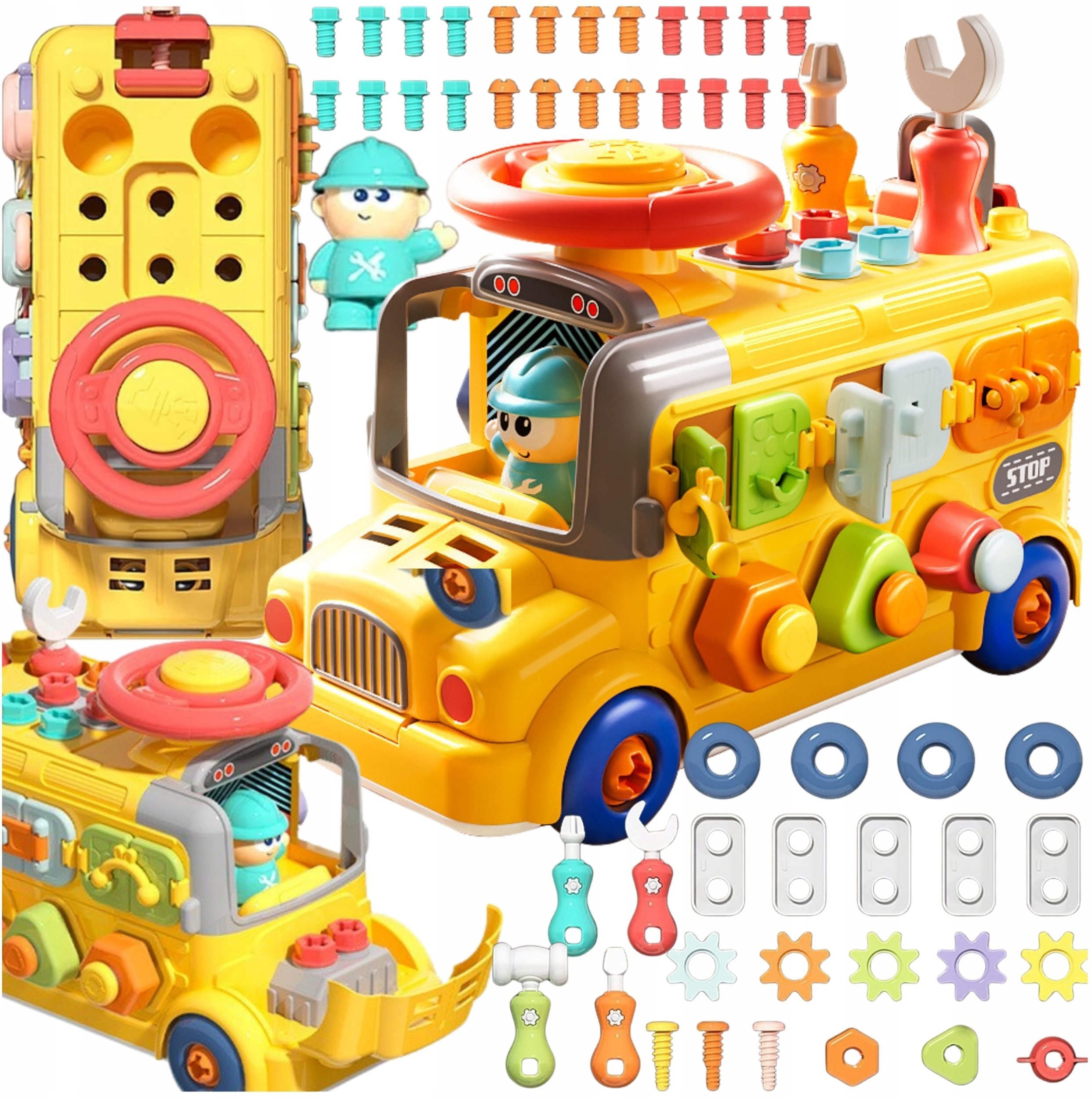 Bounn Autobus skręcany edukacyjny żółty