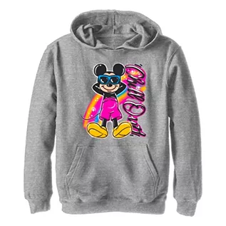 Bluzy dla chłopców - Disney Airbrushed Mickey chłopięca bluza z kapturem (1 opakowanie), Sportowa wrzosowiec, M - grafika 1