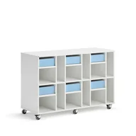 Meble do szkół i przedszkoli - Regał szkolny CASPER, 6 szuflad, 12 przegród, biały, błękitny - miniaturka - grafika 1