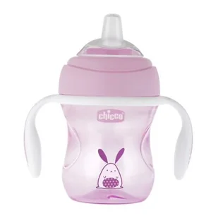 Chicco Pierwszy kubek treningowy z miękkim ustnikiem 200ml, 4 m+ : Kolor - Różowy - Kubki dla dzieci - miniaturka - grafika 1