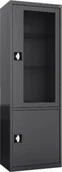 Meble i wyposażenie gabinetów medycznych - MDW/1s.9005 szafa lekarska 1-skrzydłowa 2-komorowa czarna - miniaturka - grafika 1