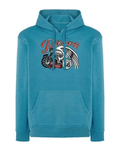 Bluza z kapturem Z nadrukiem Route 66 Motocykl Niebieska L - Bluzy męskie Bluza z kapturem Z nadrukiem Route 66 Motocykl Niebieska L - Bluzy męskie - miniaturka - grafika 1