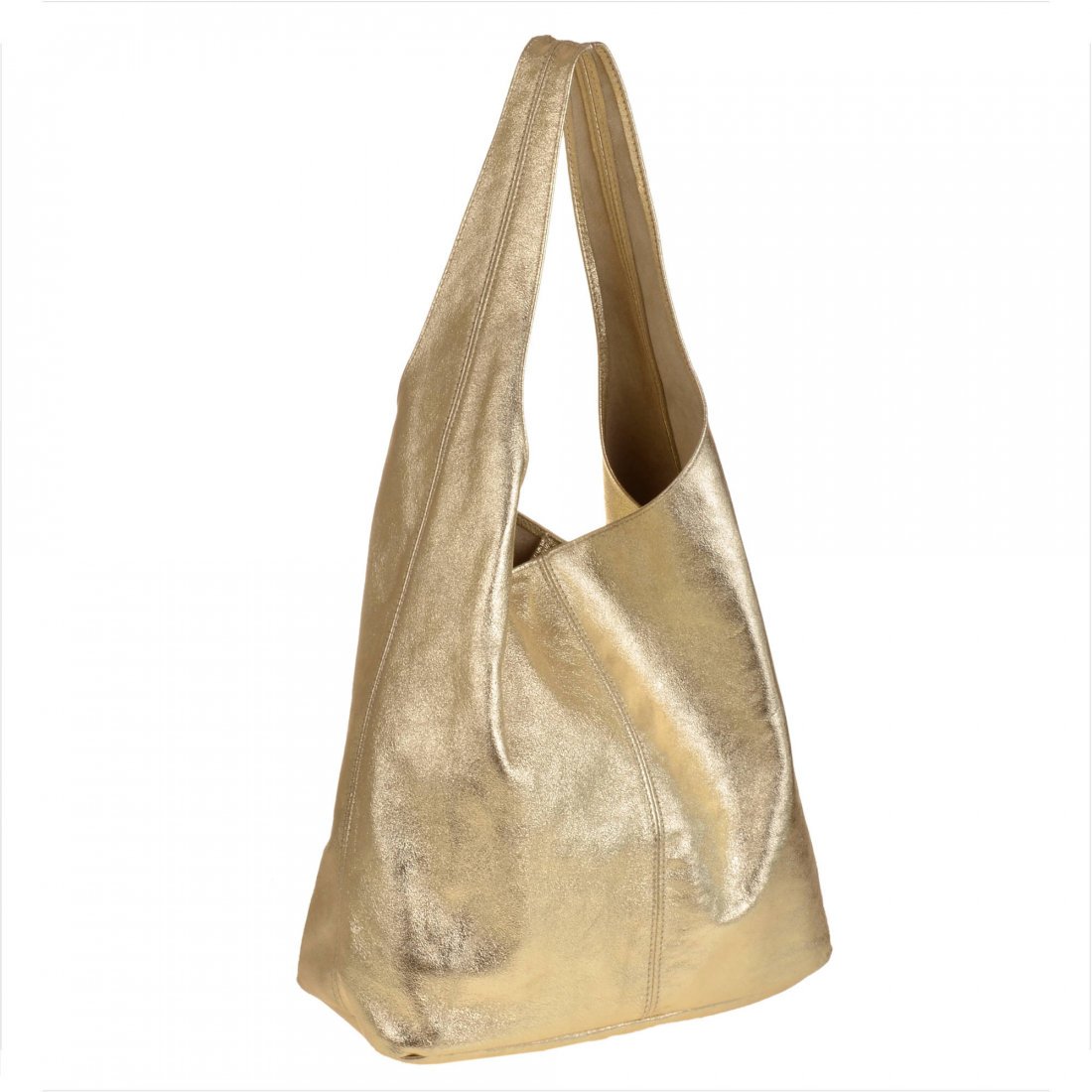 Torebka worek skórzana shopper złoto jasne