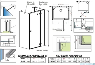 Radaway Essenza Kdj+S kabina 80x80x80cm prawa szkło przejrzyste 1384051-01-01/1385021-01-01R/1384051-01-01 - Kabiny prysznicowe - miniaturka - grafika 44