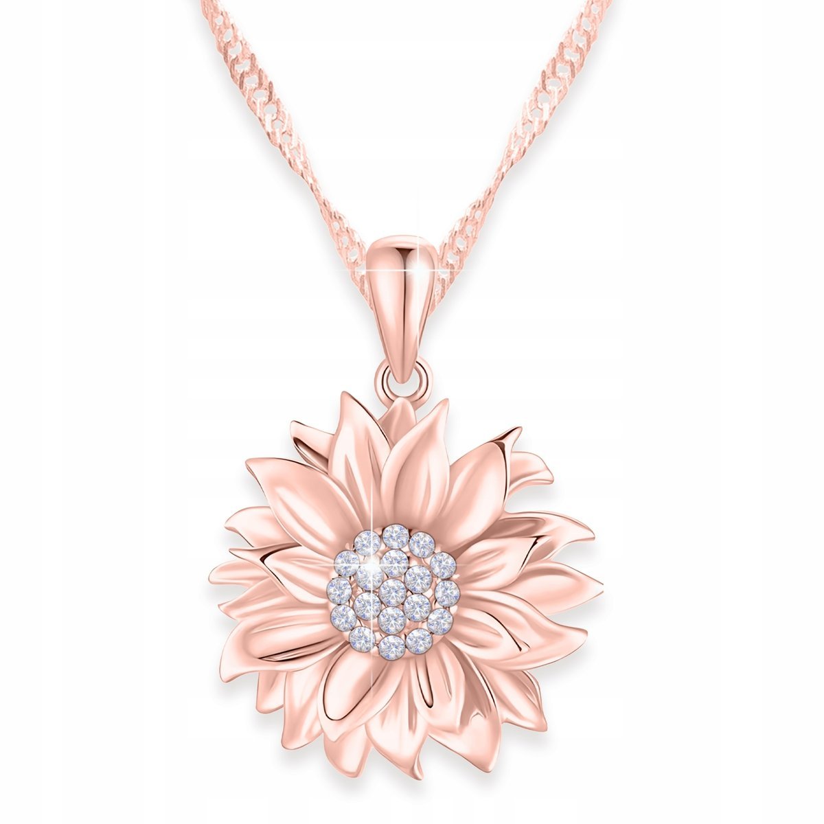 Naszyjnik Pozłacany Kwiat Życia z Cyrkoniami Białe Kryształki SREBRO 925