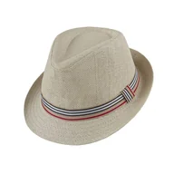 Czapki męskie - Kapelusz letni trilby beżowy w stylu burberry EM 13 - EM Men's Accessories - miniaturka - grafika 1