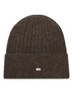 Czapki damskie - Tommy Hilfiger Czapka Th Cable Enamel Flag AW0AW17776 Brązowy - miniaturka - grafika 1