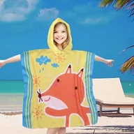 Okrycia kąpielowe dla dzieci - Poncho dziecięce plażowe 60x60 pomarańczowy lisek - miniaturka - grafika 1
