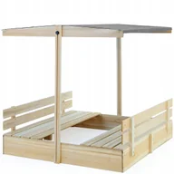 Place zabaw - Zamykana Piaskownica DREWNIANA Z DASZKIEM ŁAWKĄ UV50+ 120x120 Cm DLA DZIECI - miniaturka - grafika 1