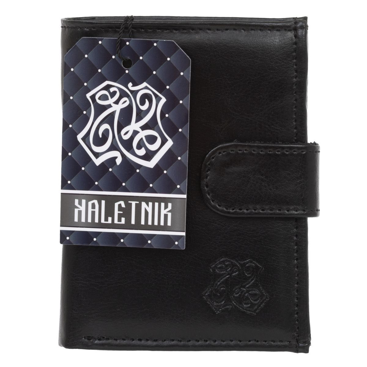 Portfel Męski Skórzany Kaletnik Szaniec Czarny Mat