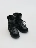 Buty dla dziewczynek - Reserved - Ocieplane śniegowce z wiązaniem - czarny - miniaturka - grafika 1