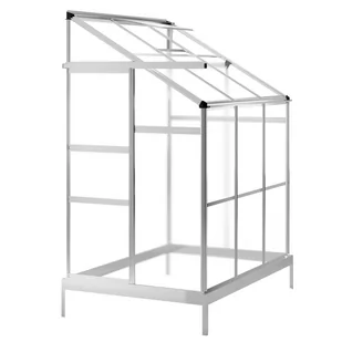 Szklarnia ogrodowa  aluminiowa poliwęglanowa 2,3 m2 trzysekcyjna z fundamentem 124x185 cm srebrna - Szklarnie ogrodowe - miniaturka - grafika 1