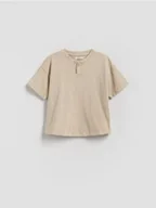 Bluzki dla niemowląt - Reserved - Bawełniany t-shirt - kremowy - miniaturka - grafika 1