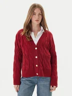Swetry damskie - Tommy Hilfiger Kardigan WW0WW43089 Czerwony Regular Fit - miniaturka - grafika 1