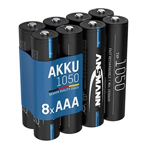 ANSMANN Akumulator AAA 1050 mAh NiMH 1,2 V - baterie micro AAA do ponownego ładowania, wysoka pojemność idealna do wysokiego zapotrzebowania na prąd, jak latarka, budowa modeli, narzędzia elektroniczne, aparat (8 sztuk) - Latarki - miniaturka - grafika 1