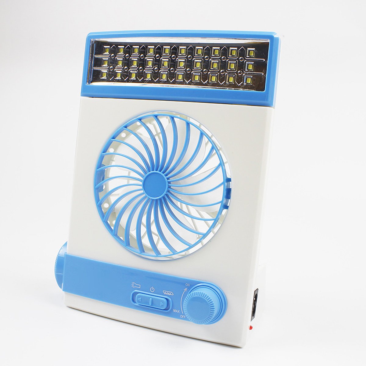 Wentylator zasilany energią słoneczną z latarką LED, ultracichy, min