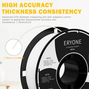Filament PETG do drukarek 3D ERYONE – 1KG Biały - Filamenty i akcesoria do drukarek 3D - miniaturka - grafika 2