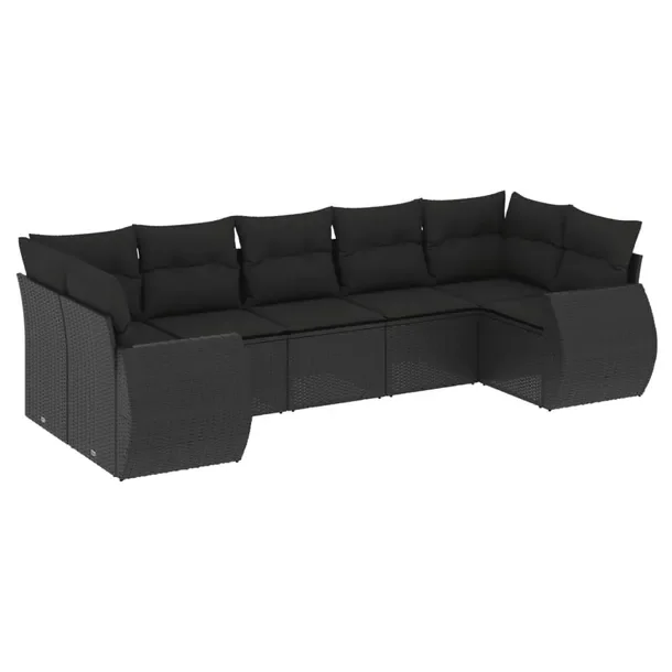 Zestaw mebli ogrodowych modułowych z poduszkami, czarny, rattan PE, 62 x 6