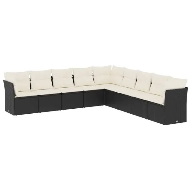 Zestaw mebli ogrodowych modułowych z rattanem PE, czarny, 289 x 289 x 69 c