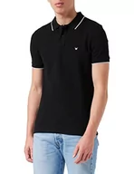 Koszulki męskie - Wrangler Męska koszulka polo Pique, czarna (czarny), S, Czarny, S - miniaturka - grafika 1