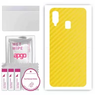 Szkła hartowane na telefon - Folia naklejka skórka strukturalna na TYŁ do Samsung Galaxy A40 -  Carbon Żółty - apgo SKINS - miniaturka - grafika 1
