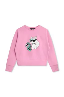 Bluzy dla dziewczynek - Karl Lagerfeld bluza dziecięca kolor różowy z nadrukiem - grafika 1