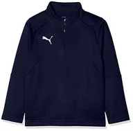 Bluzy dla dziewczynek - Puma Liga Training bluza dziecięca z zamkiem błyskawicznym 1/4 niebieski Peacoat-puma white 152 - miniaturka - grafika 1
