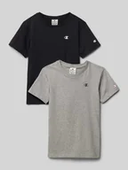 Koszulki dla chłopców - T-shirt z nadrukiem z logo w zestawie 2 szt. - miniaturka - grafika 1