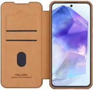 Etui i futerały do telefonów - Nillkin Etui z klapką i ochroną aparatu Qin Pro do Galaxy A56 5G, brązowe - miniaturka - grafika 1