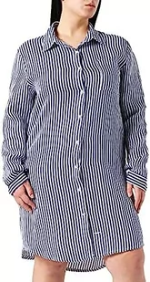 Bonateks, Sukienka koszulowa w paski z czystego lnu, 100% len, rozmiar DE:40 rozmiar US: XL, niebiesko-biała - wyprodukowano we Włoszech, niebieski, 40 - Sukienki - miniaturka - grafika 1