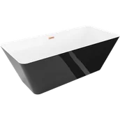 Wanny - Mexen Velo Slim wanna wolnostojąca 170 x 75 cm, biała/czarna, przelew miedź szczotkowana - 52811707575-65 - miniaturka - grafika 1