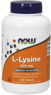 Now Foods L-Lysine L-Lizyna 500 Mg - 250 Tab - Witaminy i minerały dla sportowców - miniaturka - grafika 1