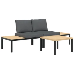 vidaXL 3-częściowa sofa ogrodowa z poduszkami czarna aluminium - Sofy ogrodowe - miniaturka - grafika 1
