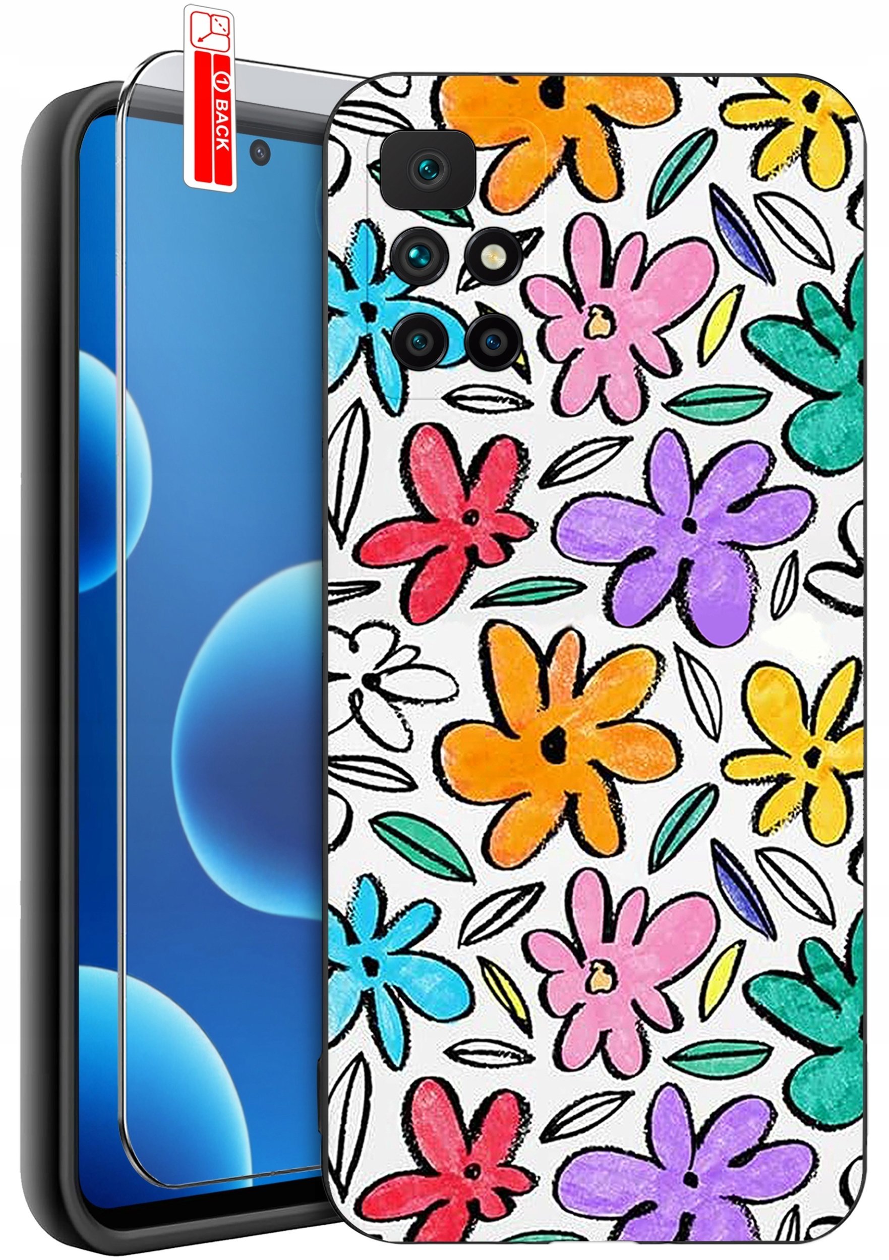 krainaGSM Etui Do Xiaomi Redmi 10 Wzory Silikonowe Matt Case + Szkło 9H