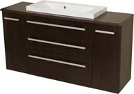 Szafki łazienkowe - Szafka łazienkowa wenge mat 140cm FOKUS z blatem i umywalką - miniaturka - grafika 1