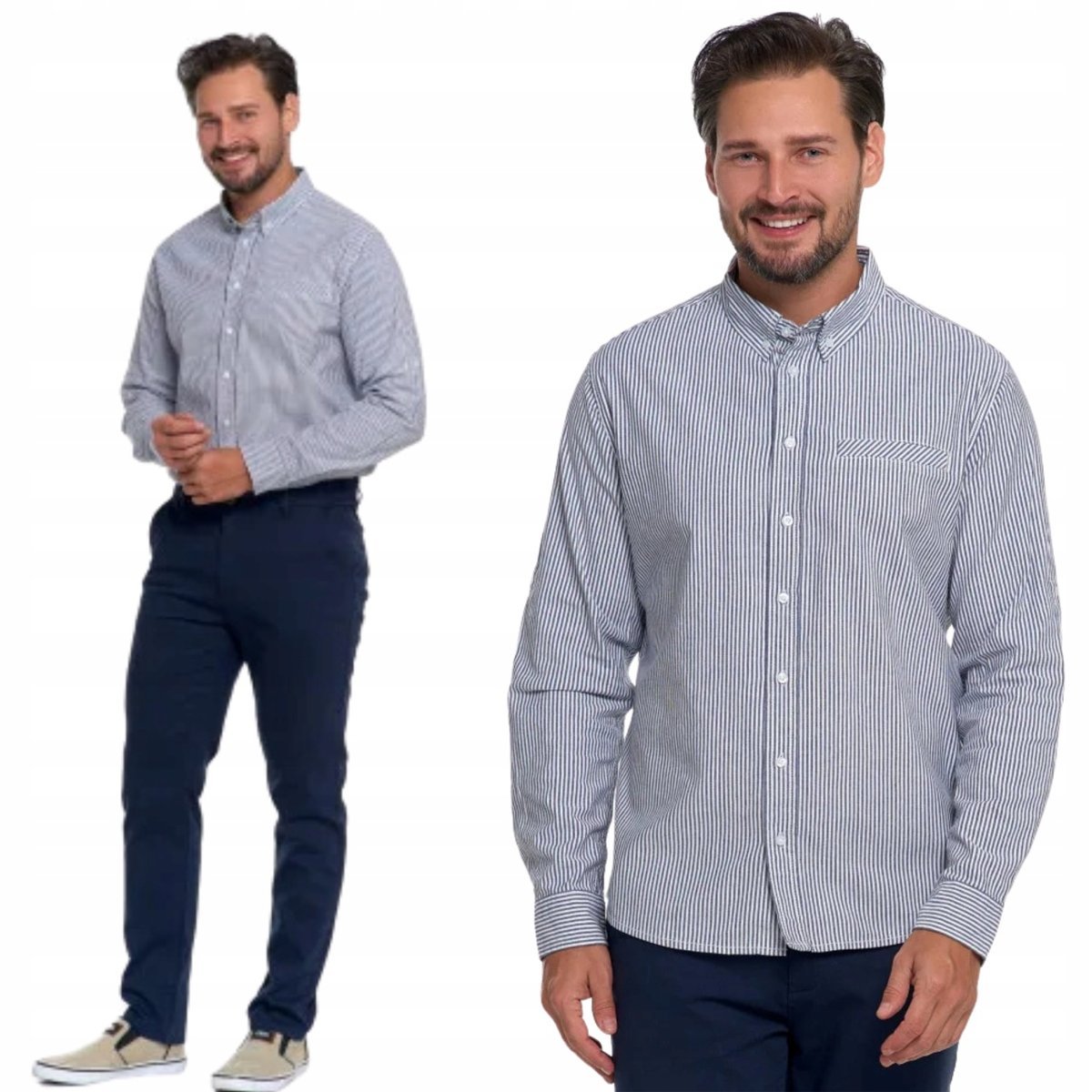 Koszula Męska Bawełniana Długi Rękaw W Paski Elegancka Klasyczna Moraj 3Xl Patt 1