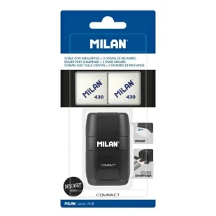 Temperówko - gumka Compact Shadow + 2 gumki MILAN - Przybory szkolne - miniaturka - grafika 1