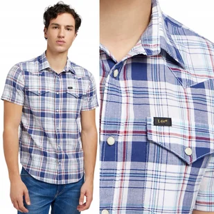 Lee SS WESTERN SHIRT Medieval Blue KOSZULA W KRATĘ KRÓTKI RĘKAW REGULAR M - Koszule męskie - miniaturka - grafika 1