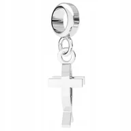 Bransoletki - Charms Srebrny z Krzyżem Cross Fish Ryba Rybka Krzyż Krzyżyk SREBRO 925 - miniaturka - grafika 1