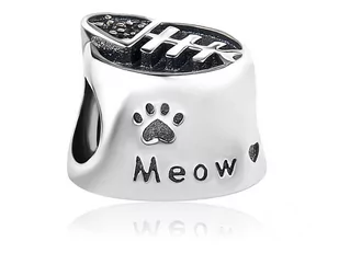 Pandora Valerio.pl Rodowany srebrny charms kocia miska kotek pupil cat cyrkonie srebro 925 QS0098 QS0098 - Charmsy - miniaturka - grafika 1