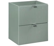 Szafki łazienkowe - Zielona szafka pod umywalkę Line Reed Green 50 cm wisząca ryflowane fronty 2 szuflady - miniaturka - grafika 1