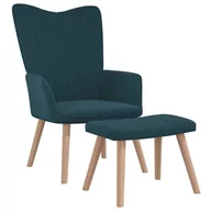 Fotele - vidaXL Fotel z podnóżkiem niebieski obity aksamitem 327676 - miniaturka - grafika 1