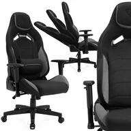 Fotele gamingowe - SENSE7 Fotel SENSE7 materiałowy Vanguard czarno-szary - miniaturka - grafika 1