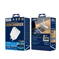 Ładowarki do telefonów - JELLICO ładowarka sieciowa C79 GaN PD 65W 2xUSB-C + 1xUSB QC3.0 + kabel USB-C - USB-C Biały - miniaturka - grafika 1