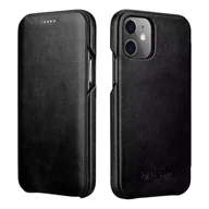 Etui i futerały do telefonów - ICARER Curved Edge Vintage Folio skórzane etui pokrowiec ze skóry naturalnej iPhone 12 Pro Max czarny (RIX1202 black) - Czarny iPhone 12 Pro Max RIX1202 black - miniaturka - grafika 1